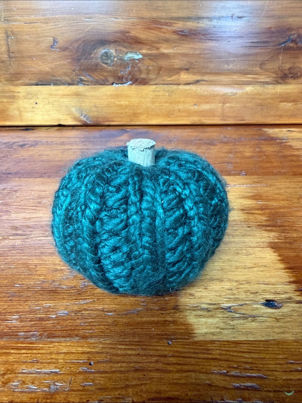 🍃 Dark Green Knit Pumpkin Home Accent
